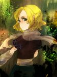  blonde_hair chiri_(o9o9) from_behind green_eyes looking_back mizuhashi_parsee pointy_ears scarf short_hair touhou 