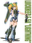  airplane blonde_hair flak_(artist) mecha_musume military p-38_lightning propeller ribbon simple_background solo twintails wwii 