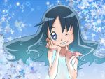  blue_hair eckzahn female flat_chest heartcatch_precure! kurumi_erika loli precure solo wink 