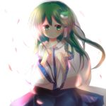  detached_sleeves frog green_eyes green_hair hair_ornament ke-a-ru kochiya_sanae long_hair snake touhou 