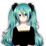  aqua_hair blue_eyes hatsune_miku long_hair portrait smile solo somiko twintails vocaloid 