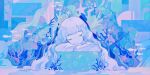  1girl absurdres bangs blue_theme cirrika closed_eyes commentary coral fish highres jellyfish long_hair long_sleeves original shell sleeping solo starfish upper_body 