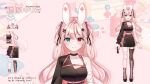  1girl animal_ears bandages blue_eyes blush breasts fujiwara_kiria full_body heterochromia highres hyeya large_breasts nurse official_art pale_skin pink_hair rabbit_ears rabbit_girl red_eyes tokki_live virtual_youtuber 