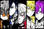  5boys absurdres alban_knox black_hair blonde_hair blue_eyes blue_hair earrings fulgur_ovid grey_hair highres jewelry lightning_bolt_earrings linnea_kataja looking_at_viewer multicolored_hair multiple_boys nijisanji nijisanji_en noctyx orange_eyes pale_skin purple_hair red_eyes sonny_brisko uki_violeta violet_eyes white_hair yellow_eyes yugo_asuma 