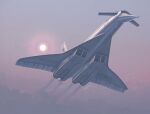  aircraft airplane clouds grey_sky jet mecha military military_vehicle original same_(carcharodon) soviet sunlight tagme tupolev_tu_144 