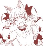  +++ 1girl :d animal_ear_fluff animal_ears arm_belt bangs blunt_bangs blush bow braid cat_ears cat_tail double_v eyebrows_visible_through_hair fangs fingernails flat_chest frills hair_bow hair_ribbon happy juliet_sleeves kaenbyou_rin long_hair long_sleeves monochrome multiple_tails nekomata open_mouth puffy_sleeves ribbon simple_background smile solo tail tamasan teeth touhou tress_ribbon twin_braids twintails two_tails upper_body upper_teeth v v_over_eye very_long_hair white_background 