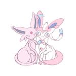  :d affectionate closed_eyes espeon heart looking_at_viewer mokocha no_humans open_mouth pokemon pokemon_(creature) simple_background sitting smile sylveon white_background 