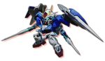 00_gundam 00_raiser arm_blade bandai_namco_entertainment clenched_hand floating gn_drive gundam gundam_00 highres mecha mechanical_wings no_humans official_art science_fiction sd_gundam_battle_alliance solo v-fin weapon wings