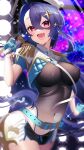  1girl :d absurdres azur_lane bangs blurry blush commentary covered_navel cowboy_shot depth_of_field eyebrows_visible_through_hair foch_(azur_lane) groin hair_between_eyes highres looking_at_viewer open_mouth seele0907 sidelocks smile solo standing 