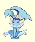  animal_focus commentary english_commentary highres mjoyart no_humans pokemon simple_background smile solo sparkling_eyes vaporeon water 