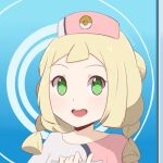  1girl alternate_costume blonde_hair chocomiru hat lillie_(pokemon) long_hair nurse nurse_cap pokemon pokemon_(anime) pokemon_sm_(anime) solo upper_body 