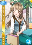  blush brown_eyes brown_hair character_name dress long_hair love_live!_school_idol_festival love_live!_school_idol_project minami_kotori smile 