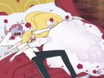  1boy 1girl bed blonde_hair closed_eyes couple husband_and_wife redhead sleeping star_butterfly star_vs_the_forces_of_evil tom_lucitor wedding_dress zzz 