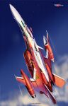  aircraft airplane asterozoa canopy_(aircraft) character_name clouds copyright_name fighter_jet flying jet logo macross macross_frontier macross_frontier:_sayonara_no_tsubasa mecha military military_vehicle motion_blur no_humans science_fiction sky solo variable_fighter vehicle_focus yf-29 