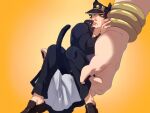  1boy animal_ears black_hair black_nails bracelet cat_ears cat_tail dio_brando gakuran hat highres jewelry jojo_no_kimyou_na_bouken kemonomimi_mode kujo_jotaro less_end long_coat male_focus miniboy school_uniform solo_focus stardust_crusaders tail 