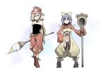  2girls bow closed_mouth eiko_carol final_fantasy final_fantasy_vi full_body highres horns looking_at_viewer multiple_girls relm_arrowny short_hair single_horn smile 