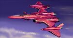  aircraft airplane asterozoa character_name clouds fighter_jet highres jet macross macross_frontier mecha military military_vehicle no_humans science_fiction sky solo thrusters variable_fighter vf-27 