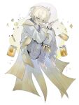  1boy food_fantasy full_body highres looking_to_the_side lutefisk_(food_fantasy) official_art oversized_clothes pale_skin second-party_source syringe transparent_background white_hair yellow_eyes 