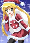  breasts christmas gloves green_eyes hayate_no_gotoku! highres ken_(haresaku) long_hair midriff sack santa_costume sanzen&#039;in_nagi sanzen'in_nagi thigh-highs thighhighs 