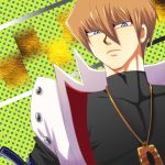  blue_eyes brown_hair card jewelry kaiba_seto nagare necklace solo yu-gi-oh! 