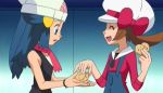  blue_hair brown_hair cookie hat hikari_(pokemon) kotone_(pokemon) long_hair pokemon twintails 