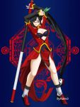  black_eyes black_hair blazblue breasts litchi_faye_ling long_hair red_dress red_shoes 