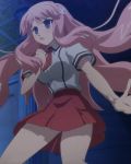  baka_to_test_to_shoukanjuu blush cap himeji_mizuki legs long_hair miniskirt pink_hair school_uniform skirt solo thighs 