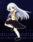  binary blazer chaki hand_sonic long_hair pleated_skirt school_uniform silver_hair skirt solo tachibana_kanade yellow_eyes 