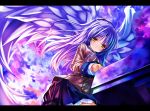  angel angel_beats! cloud piano playing purple_sky school_uniform sky tachibana_kanade tagme tenshi tachibana_kanade wings yellow_eyes 