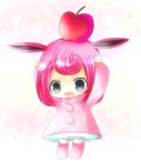  apple bad_id bunny_ears chibi food fruit kano_redbell personification pink_hair pokemon pokemon_mystery_dungeon rabbit_ears solo white_background wigglytuff 