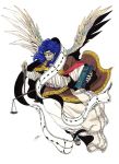  atlus blue_hair demon dominion_(shin_megami_tensei) feather persona sandals shin_megami_tensei wings 