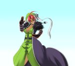  blue_eyes braid breasts cleavage dark_skin fusion highres hong_meiling if_they_mated king_of_fighters krizalid m.u.g.e.n multicolored_hair snk solo suwi touhou twin_braids 