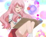  baka_to_test_to_shoukanjuu blush cap himeji_mizuki legs long_hair miniskirt pink_hair school_uniform skirt solo thighs 