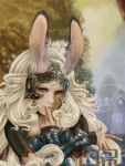   animal_ears armor rabbit_ears final_fantasy final_fantasy_xii fran helmet long_hair white_hair  