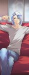  character_request couch jeans male otometeki_koi_kakumei short_hair white_hair 