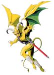  atlus demon hooves horn persona red_eyes shin_megami_tensei sword tail wings yellow_skin 