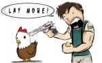  brown_hair chicken chris_redfield egg gun resident_evil resident_evil_5 weapon 