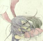  animal_ears bad_id bunny_ears closed_eyes hug inaba_tewi konishi_mao multiple_girls rabbit_ears reisen_udongein_inaba tears touhou traditional_media watercolor_(medium) 