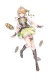  1girl blonde_hair boots dress food_fantasy full_body green_eyes highres looking_at_viewer margarita_(food_fantasy) mokoppe official_art pale_skin second-party_source side_ponytail wavy_hair 