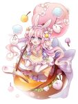  1girl animal_ears blue_eyes dress fake_animal_ears food_fantasy full_body highres lollipop_(food_fantasy) looking_at_viewer looking_up official_art pale_skin pink_hair rabbit_ears second-party_source 