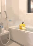  1other bathing bathroom bathtub bubble highres indoors looking_down nihei92729 no_humans partially_submerged pokemon psyduck solo steam 