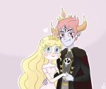  1boy 1girl blonde_hair blue_eyes couple husband_and_wife red_eyes redhead star_butterfly star_vs_the_forces_of_evil tom_lucitor 