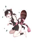  1boy animal_ears black_hair blush clothing_request food_fantasy full_body looking_at_viewer marking_on_cheek official_art pale_skin pink_eyes raccoon_boy raccoon_ears raccoon_tail second-party_source solo tail tanuki_(food_fantasy) 