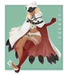  1girl absurdres bandages buckle dark-skinned_female dark_skin guilty_gear guilty_gear_strive hat highres kyhsoren one_eye_closed ramlethal_valentine shorts uniform white_hair 