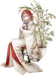  1girl brown_eyes clothing_request flower food_fantasy hair_flower hair_ornament highres liita_(dusk_snow) looking_at_viewer official_art pale_skin pink_hair plant second-party_source sekihan_(food_fantasy) solo transparent_background 