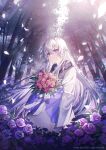  1girl coyucom dress flower highres long_hair open_mouth original rose solo violet_eyes 