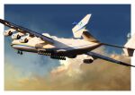  aircraft airplane antonov_an-225 bird blue_bird clouds commentary english_commentary highres mixed-language_commentary no_humans real_life sky timmyyen 