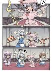  4girls angry anman breast_padding fairy_maid_(touhou) hat hidefu_kitayan highres izayoi_sakuya maid_headdress multiple_girls patchouli_knowledge purple_hair remilia_scarlet sitting touhou white_hair wings 