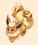  :d black_eyes closed_eyes commentary_request eevee evolutionary_line flareon fluffy happy matsuri_(matsuike) no_humans open_mouth pokemon pokemon_(creature) smile toes tongue 