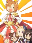  +_+ 5girls ^_^ admire_vega_(umamusume) animal_ears armor bangs blonde_hair brown_hair chibi closed_eyes corset crown gloom_(expression) haru_urara_(umamusume) horse_ears jitome kobuta_(morino_kakuri) laughing meisho_doto_(umamusume) multiple_girls narita_top_road_(umamusume) open_mouth orange_hair own_hands_together pink_hair red_eyes sailor_collar school_uniform shirt shoulder_armor skirt sparkle sunburst sweat t.m._opera_o_(umamusume) tracen_school_uniform two-tone_skirt umamusume v-shaped_eyebrows violet_eyes white_shirt |_| 